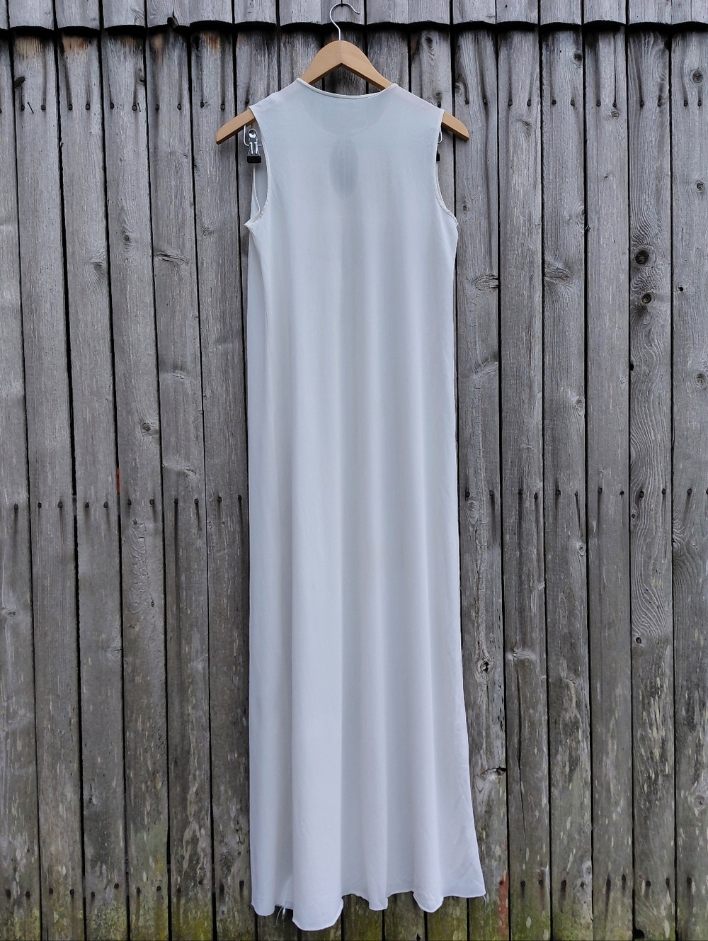 Vintage 60s long white embroidered & lace semi sheer maxi nightgown Womens M - Picture 3 of 8
